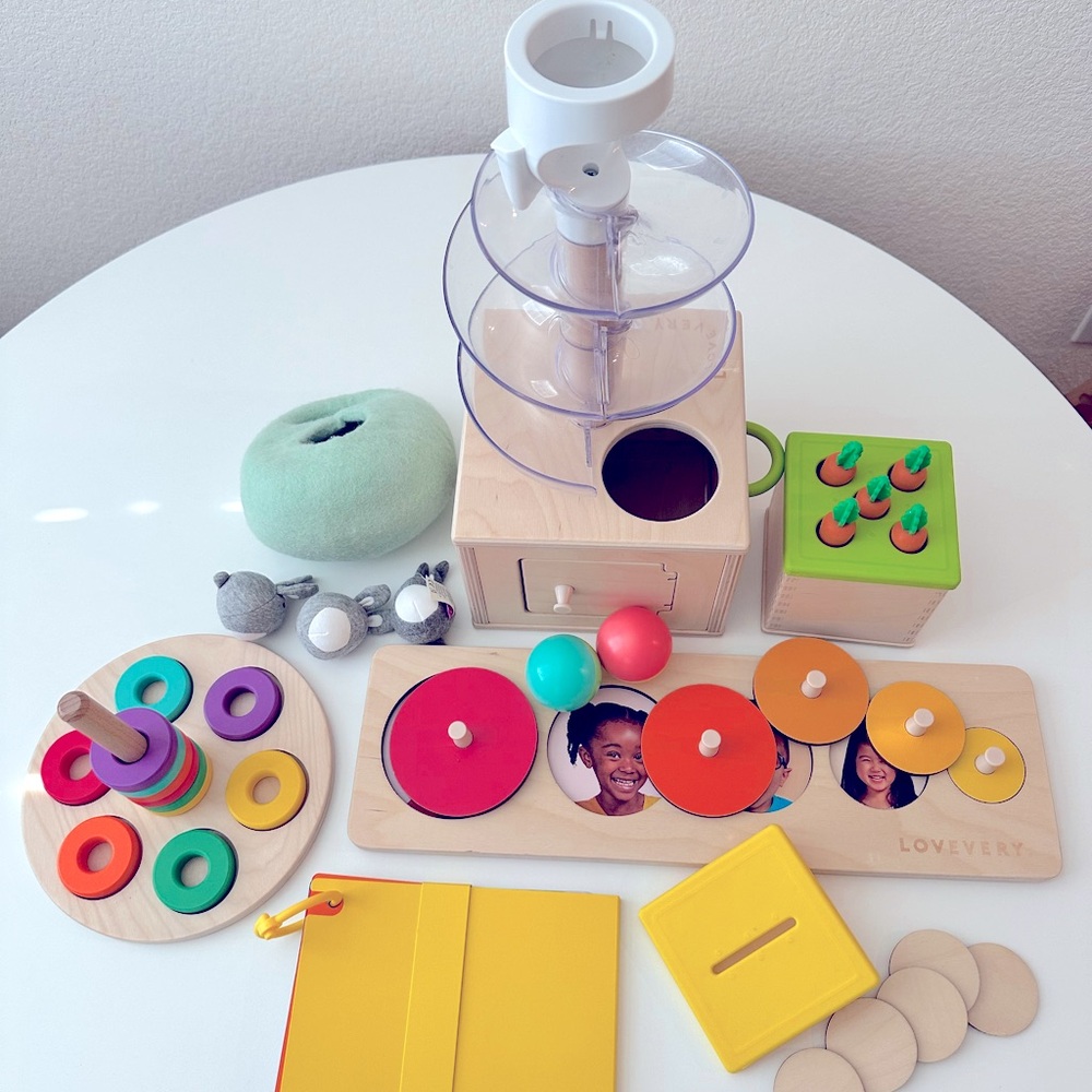 Lovevery “the babbler” play kit, 13, 14, 15 months, pre owned, incomplete kit